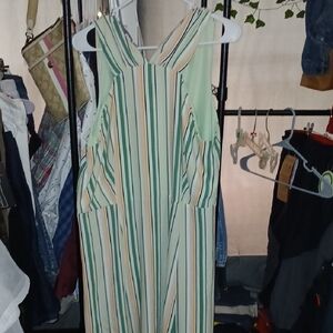 Striped Green and Tan Women's Dress
